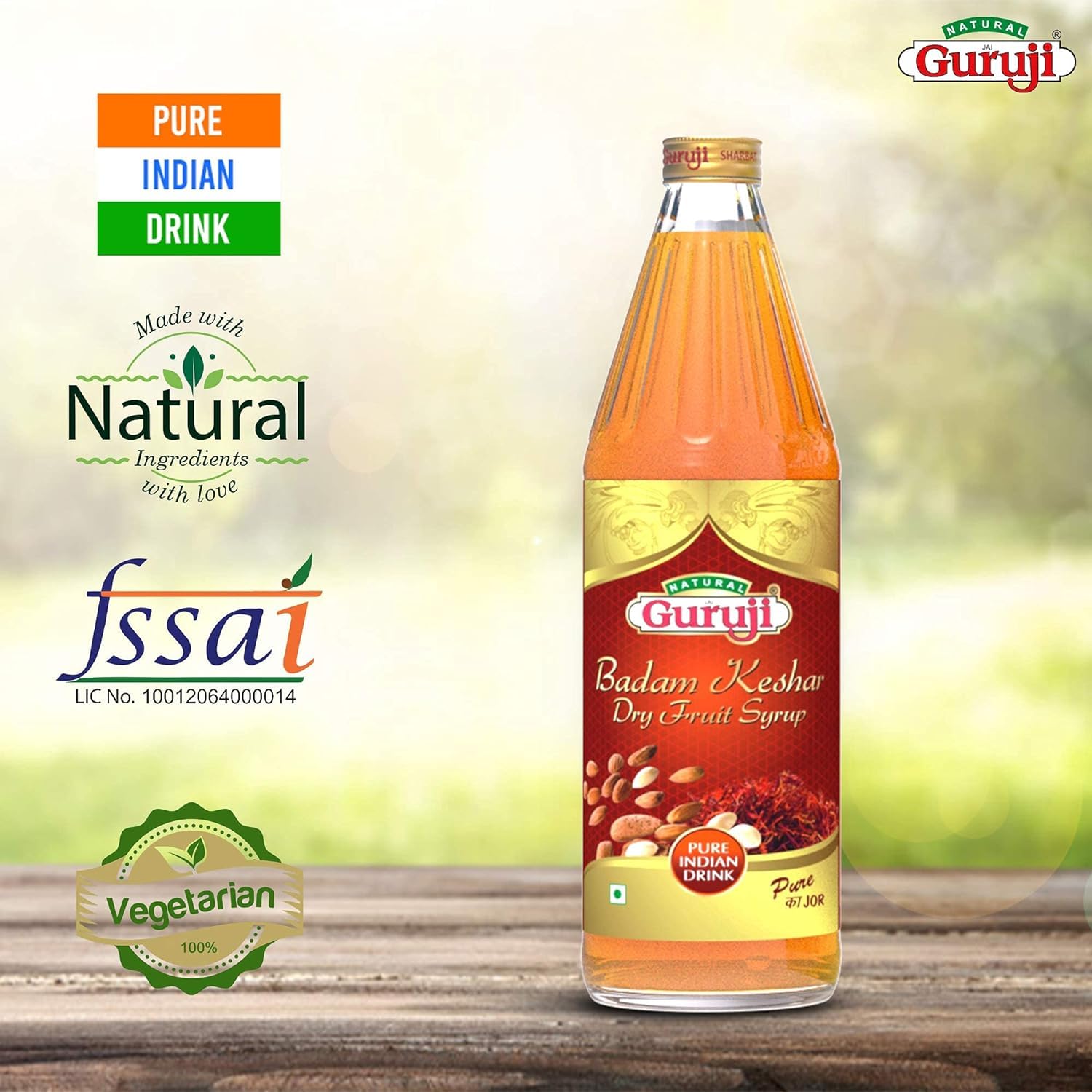 Jai Guruji Badam Kesar Dry Fruit Syrup Sharbat, Instant Refreshing Drink For Summer (Mix with milk Only) – view 6