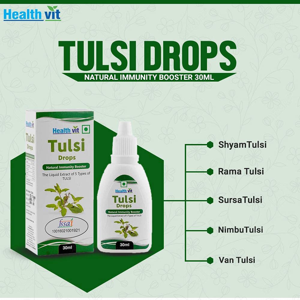 Healthvit Tulsi Drops - Concentrated Extract of 5 Rare Tulsi for Natural Immunity Boosting, Anti-Oxidant Effect, Oral Health, Digestion, Cough, and Cold Relief - 30ml – view 3