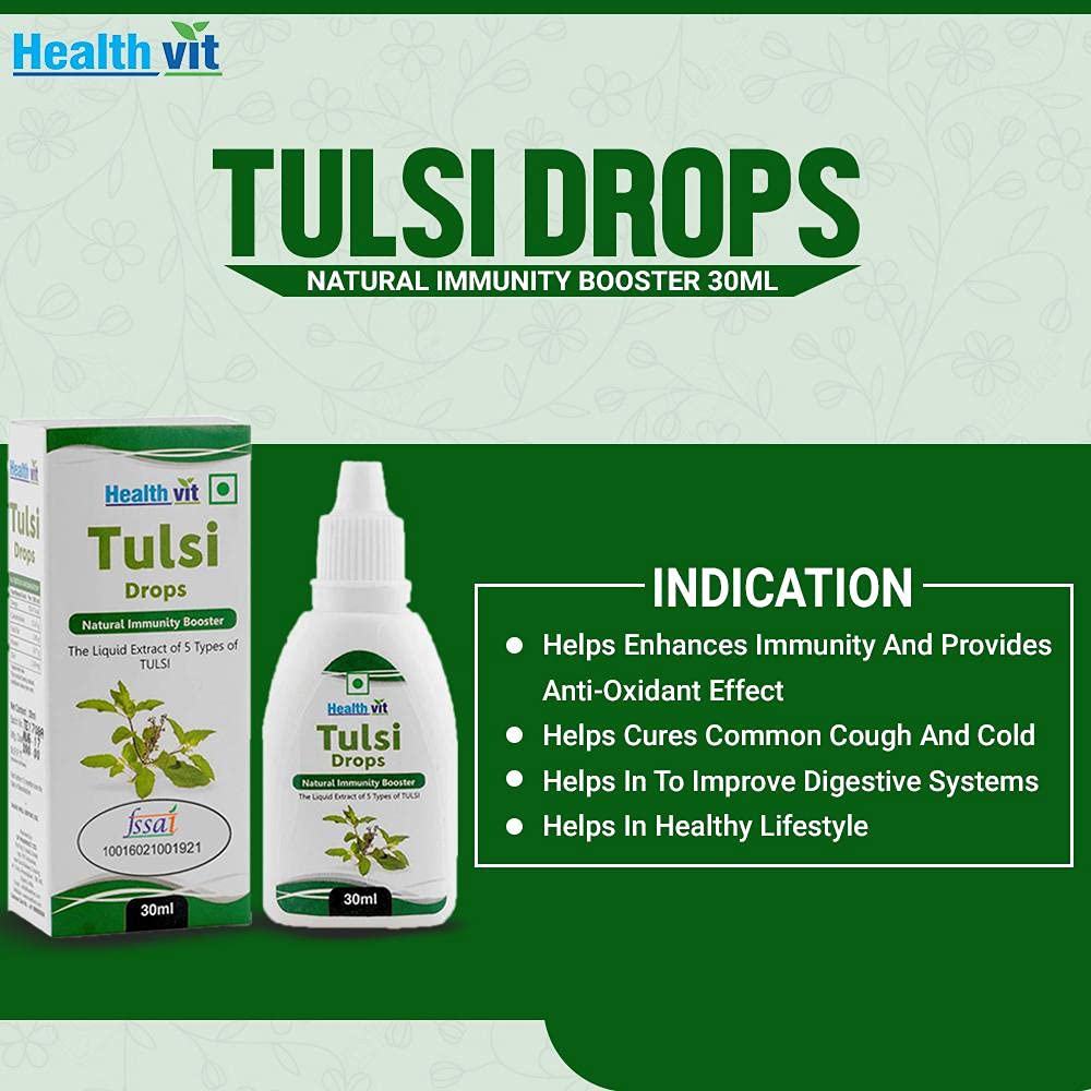 Healthvit Tulsi Drops - Concentrated Extract of 5 Rare Tulsi for Natural Immunity Boosting, Anti-Oxidant Effect, Oral Health, Digestion, Cough, and Cold Relief - 30ml – view 4