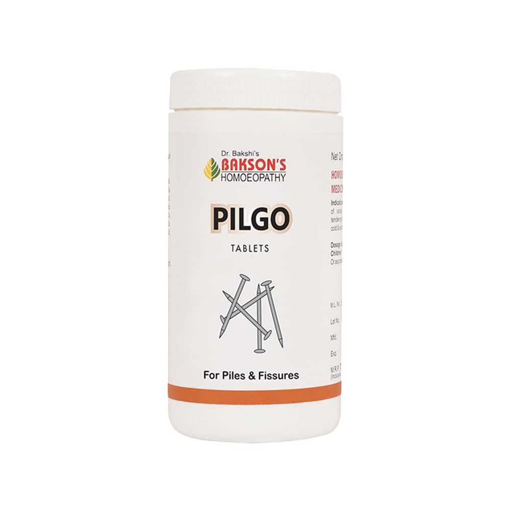 Front pack of Bakson's Pilgo tablets 200 tablet bottle