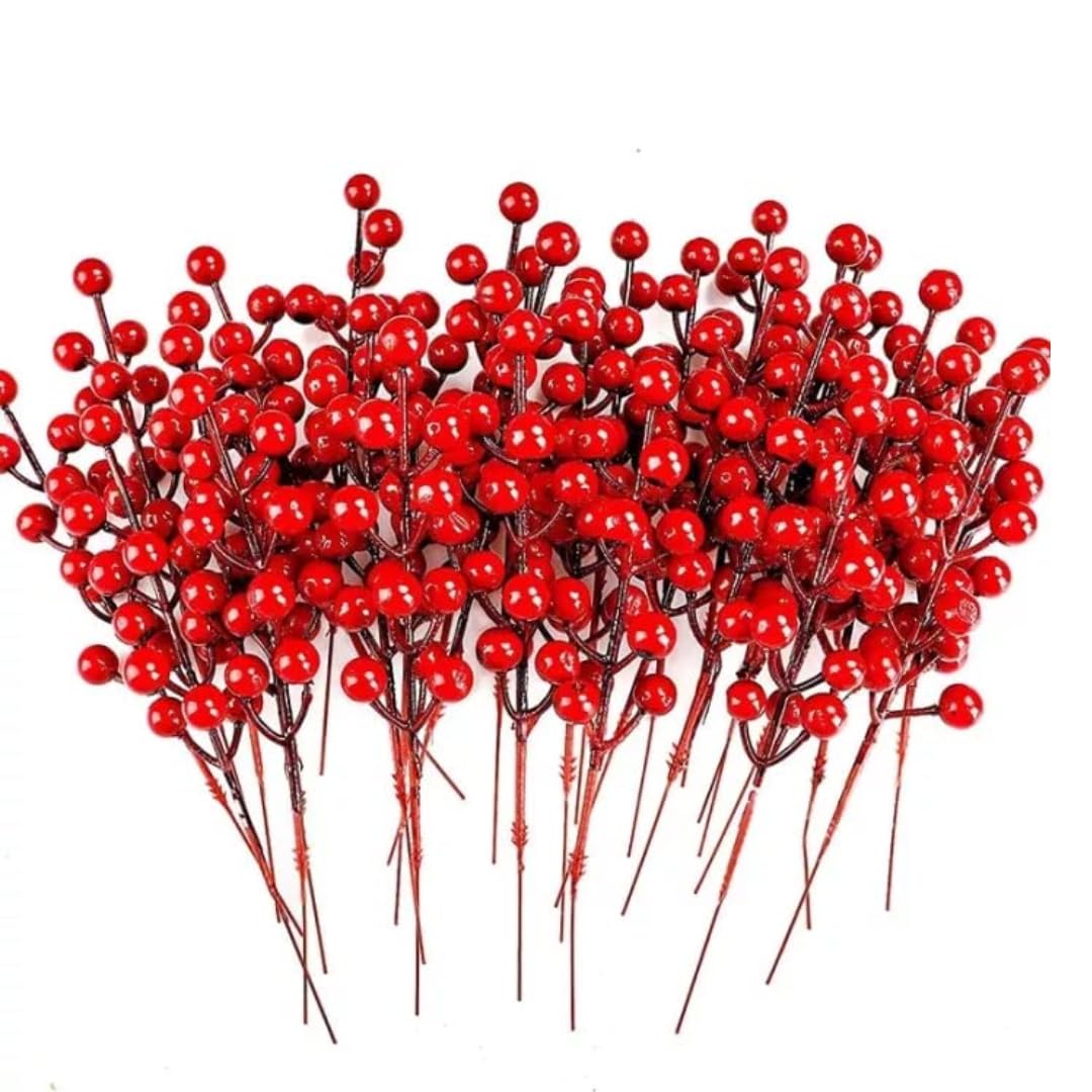CraftVatika Christmas Tree Decoration Ornaments Items, Fake Red Berry Cherry Hanging Ornaments for Xmas Tree, Christmas Decoration, Home Office Decor, Xmas Tree Hanging Items, Xmas Gifts (5 Pieces) – view 7