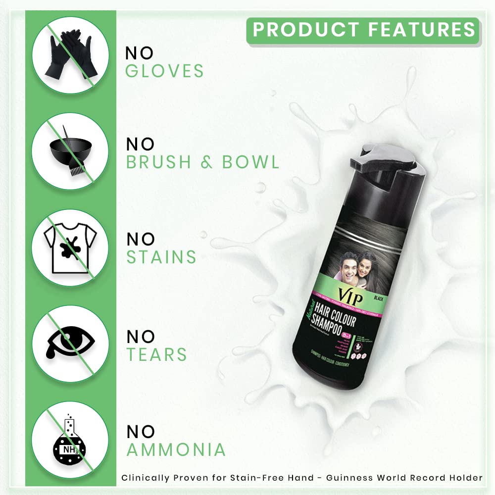 VIP Hair Colour Shampoo 400ml Black – view 7