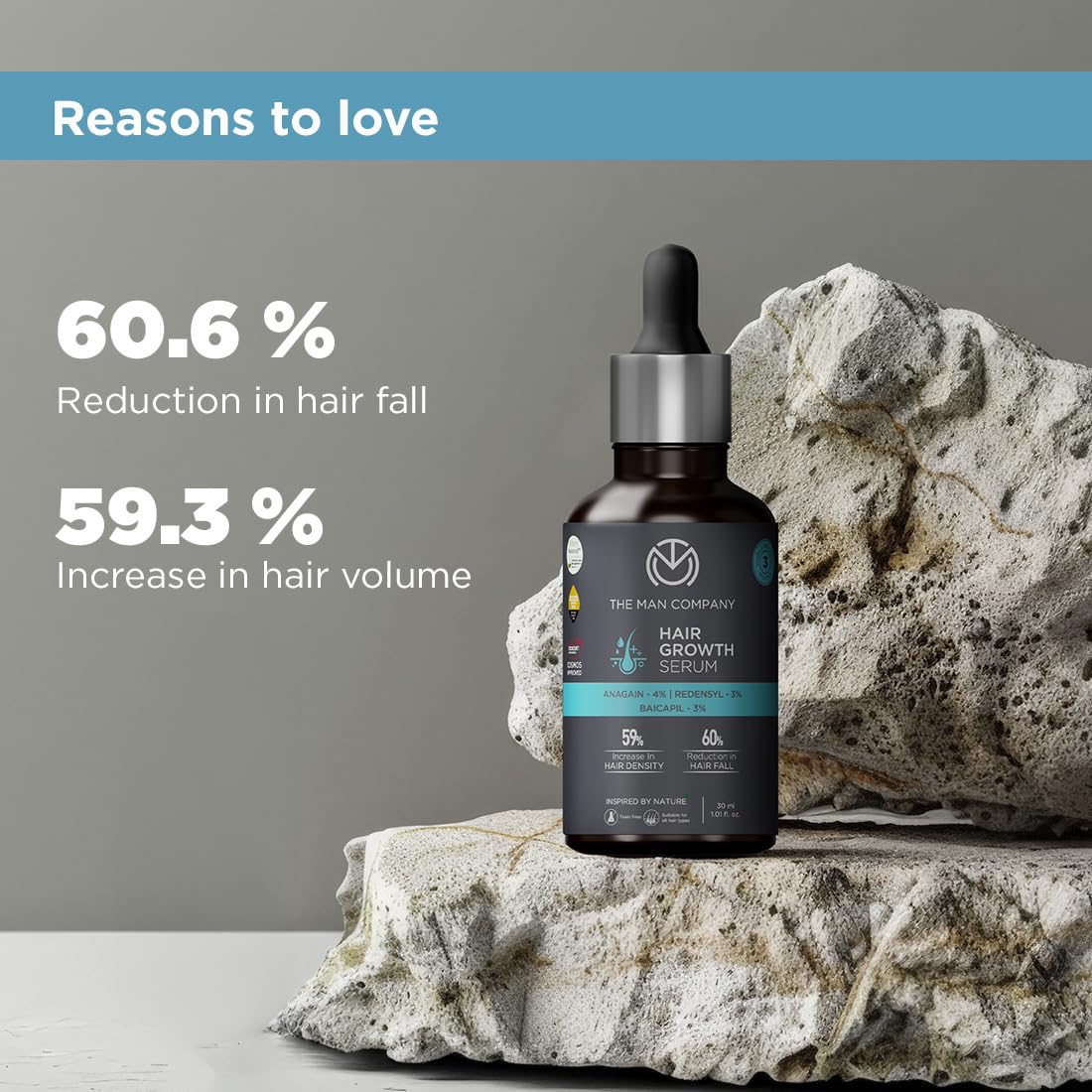 The Man Company Hair Growth Serum for Man (30ml) with 3% Redensyl, 4% Anagain, 3% Biacapil – view 7