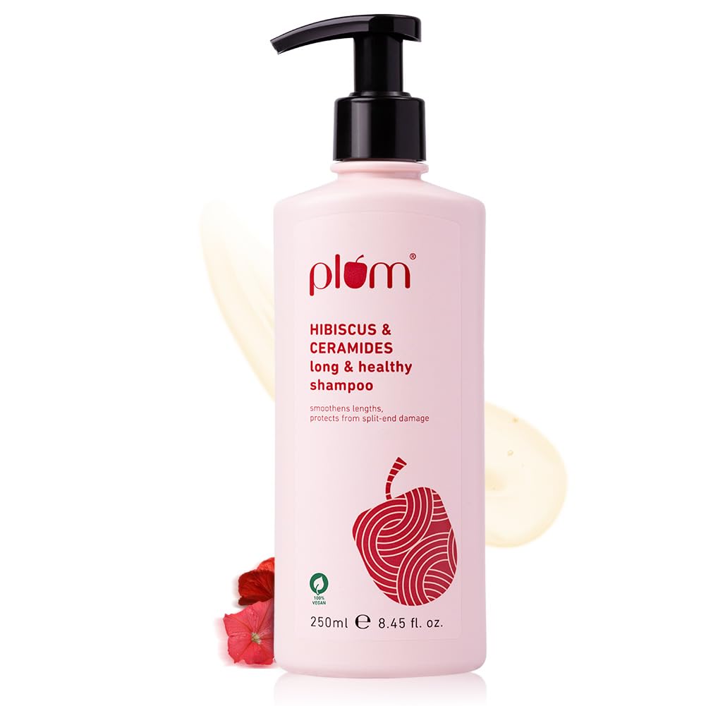 Plum Hibiscus & Ceramides shampoo bottle for dry damaged hair