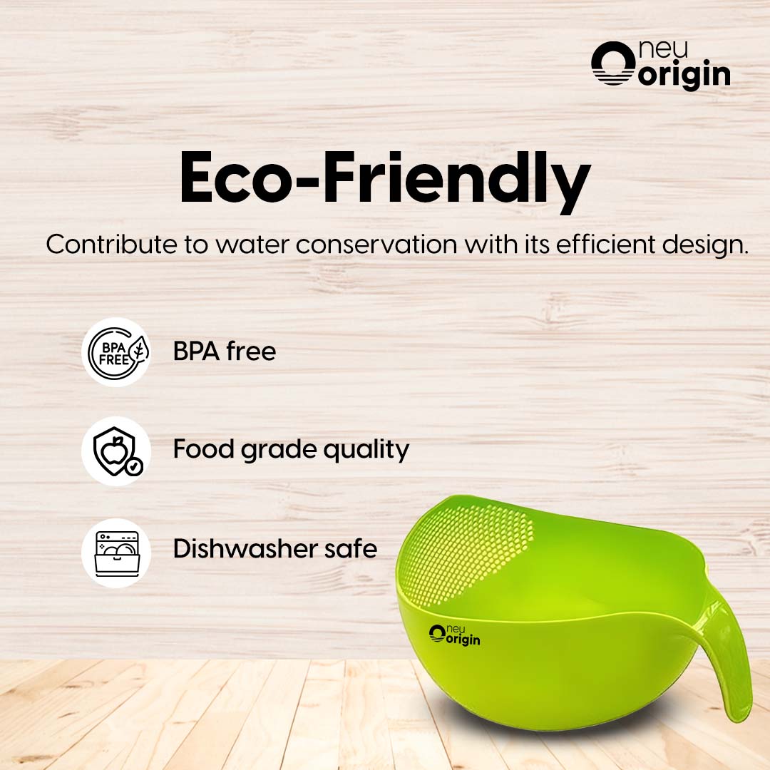 NeuOrigin Rice Washer and Quinoa Strainer - Easy-to-Use Kitchen Cleaning Tool with Handle (8.35x5.9") - Ideal for Washing Fruits, Vegetables, Beans - Small Food Grade Plastic Basket with Side Drainers – view 4