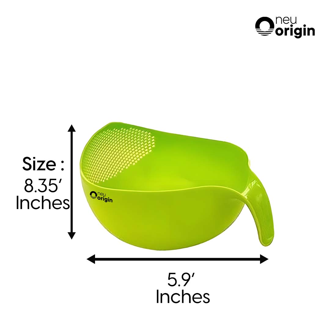 NeuOrigin Rice Washer and Quinoa Strainer - Easy-to-Use Kitchen Cleaning Tool with Handle (8.35x5.9") - Ideal for Washing Fruits, Vegetables, Beans - Small Food Grade Plastic Basket with Side Drainers – view 6