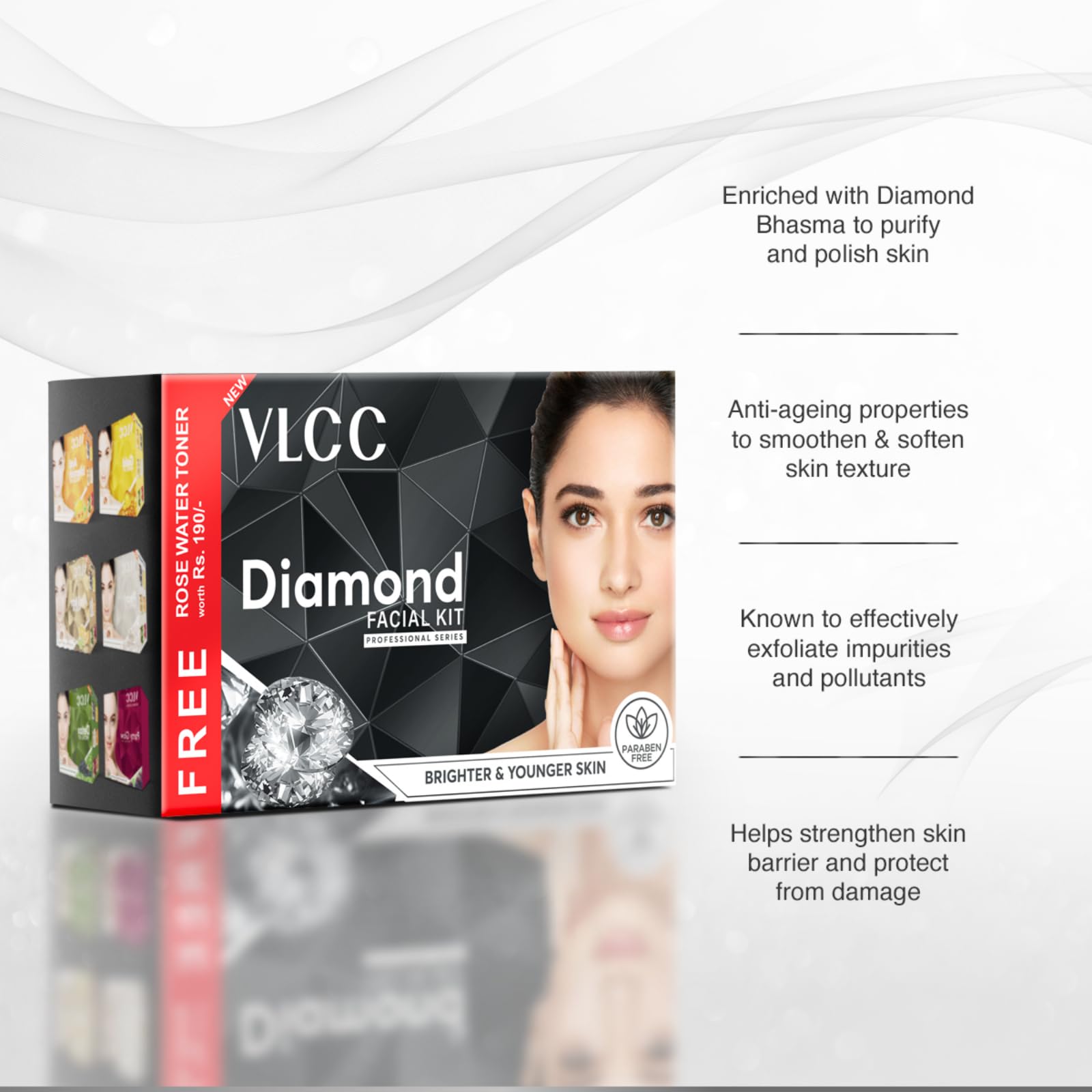 VLCC Diamond Facial Kit with FREE Rose Water Toner - 300g + 100ml – view 4