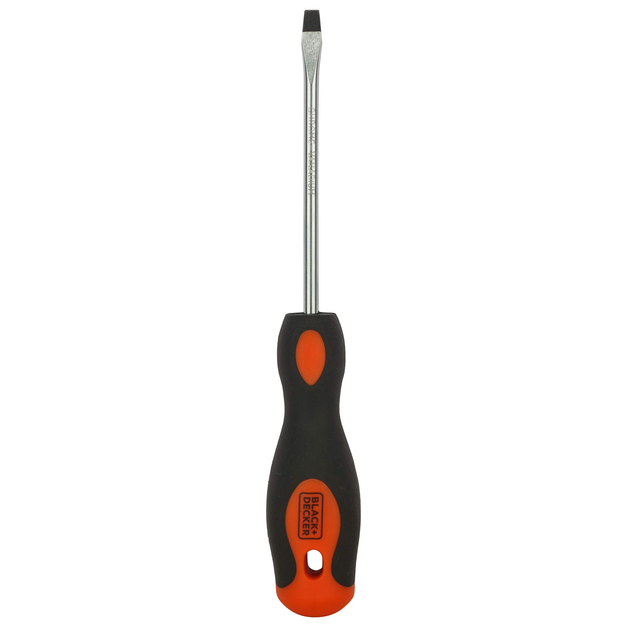 BLACK+DECKER steel slotted screwdriver with orange anti-slip handle