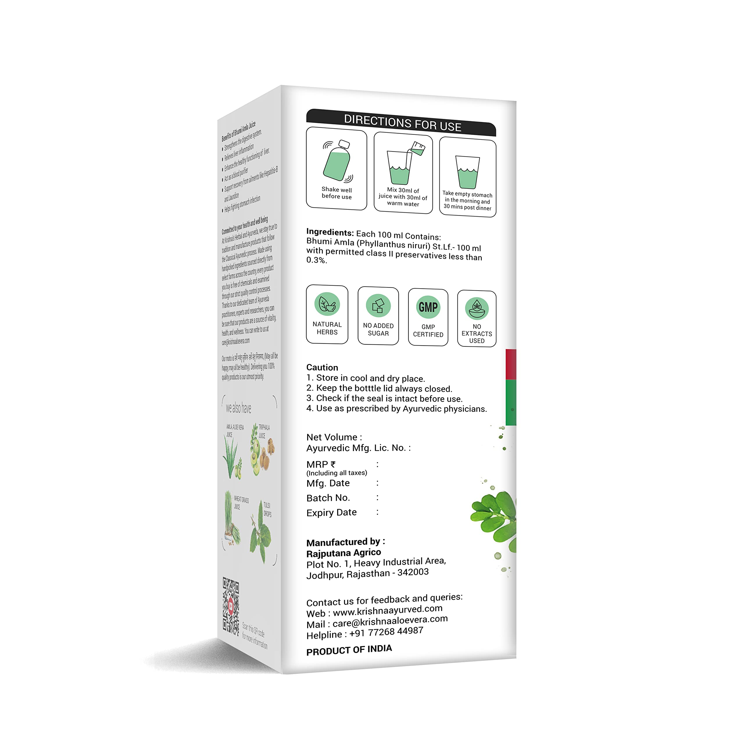 KRISHNA'S HERBAL & AYURVEDA Bhumi Amla Juice - 1000 ml – view 8