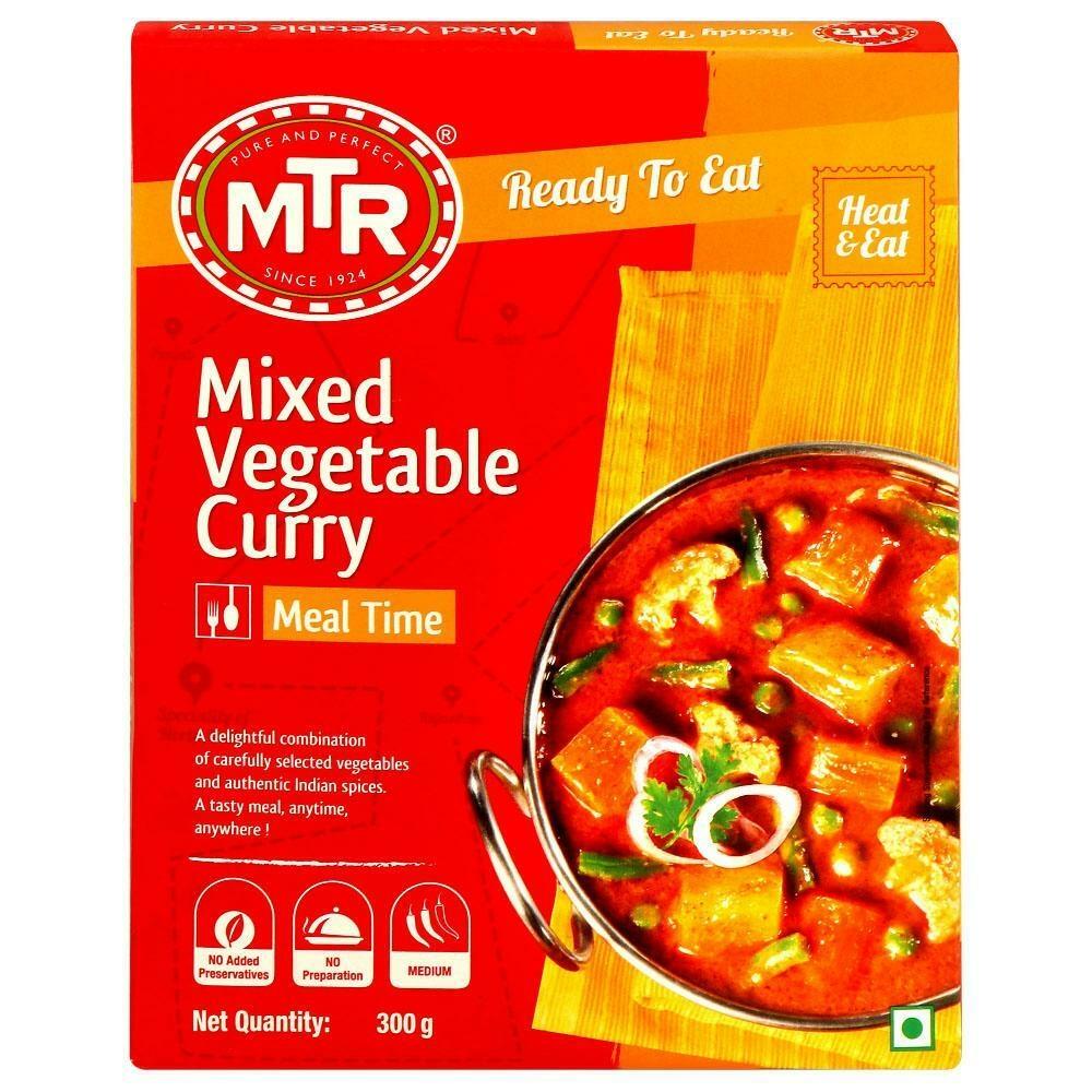 Front view of MTR mixed vegetable curry packet 300 g