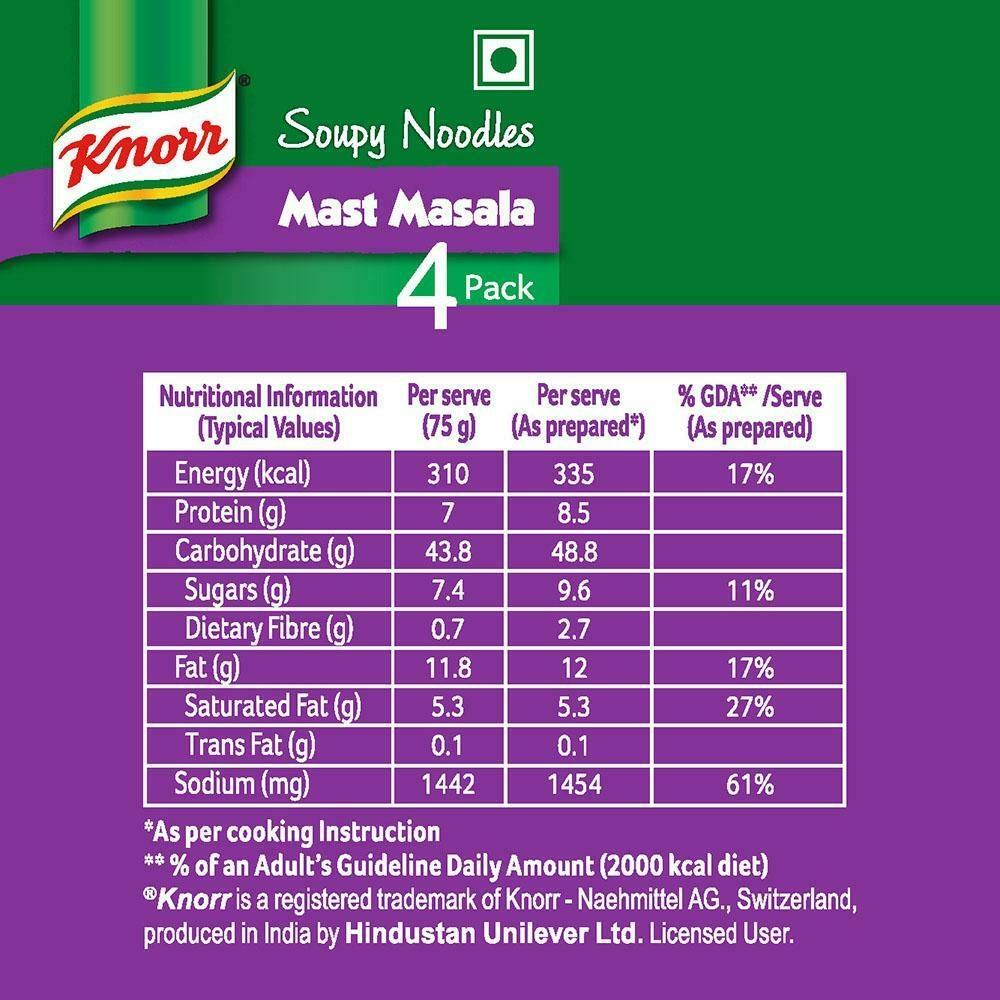 Knorr Mast Masala Instant Soupy Noodles 4 Pack 300 G – view 6