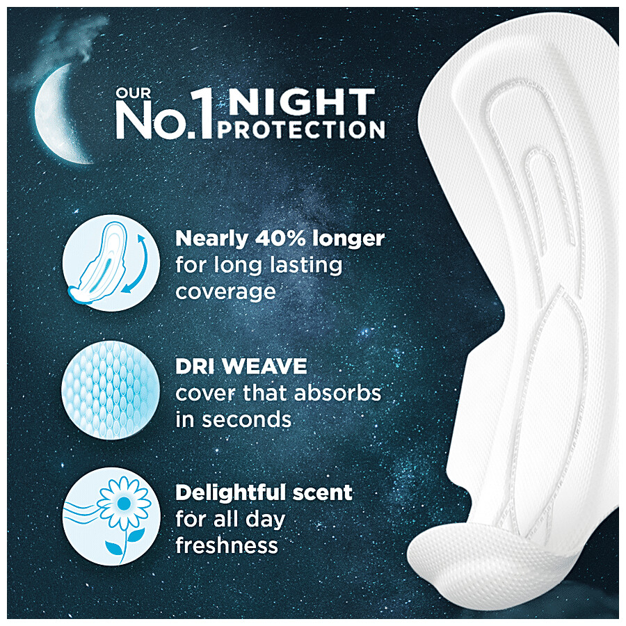 Whisper  Bindazzz Nights Sanitary Pads - Wider Back, Up To 0% Leak, Provides All Night Protection, XXXL 20 pcs – view 5