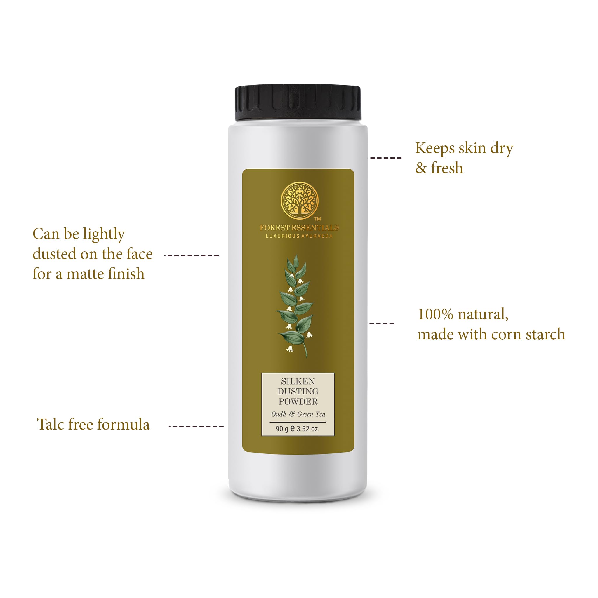 Forest Essentials Silken Dusting Powder Oudh & Green Tea – view 2