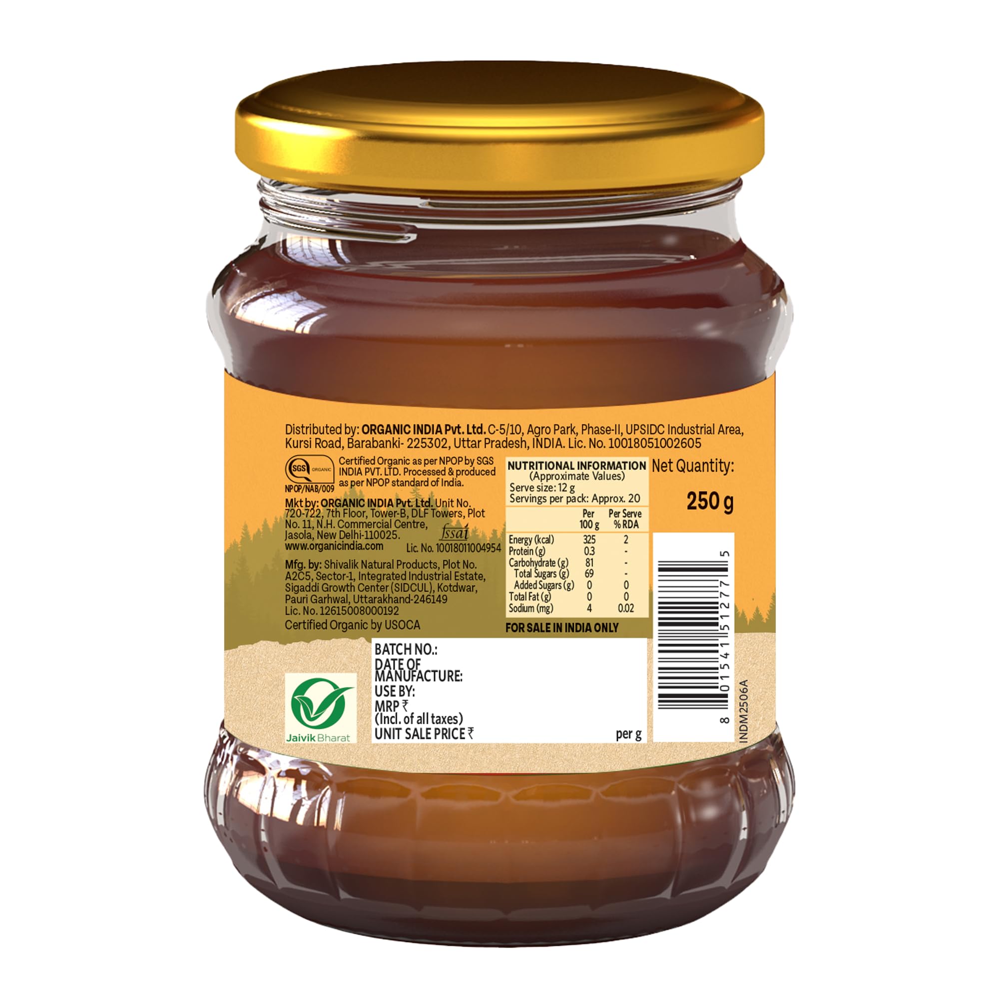 A TATA Product - ORGANIC INDIA Himalayan Multi Floral Honey 250g, Raw & Unprocessed, Natural & Organic, Sourced From the Shivalik Range of the Himalayas, Rich in Nutrients, Antioxidants – view 3
