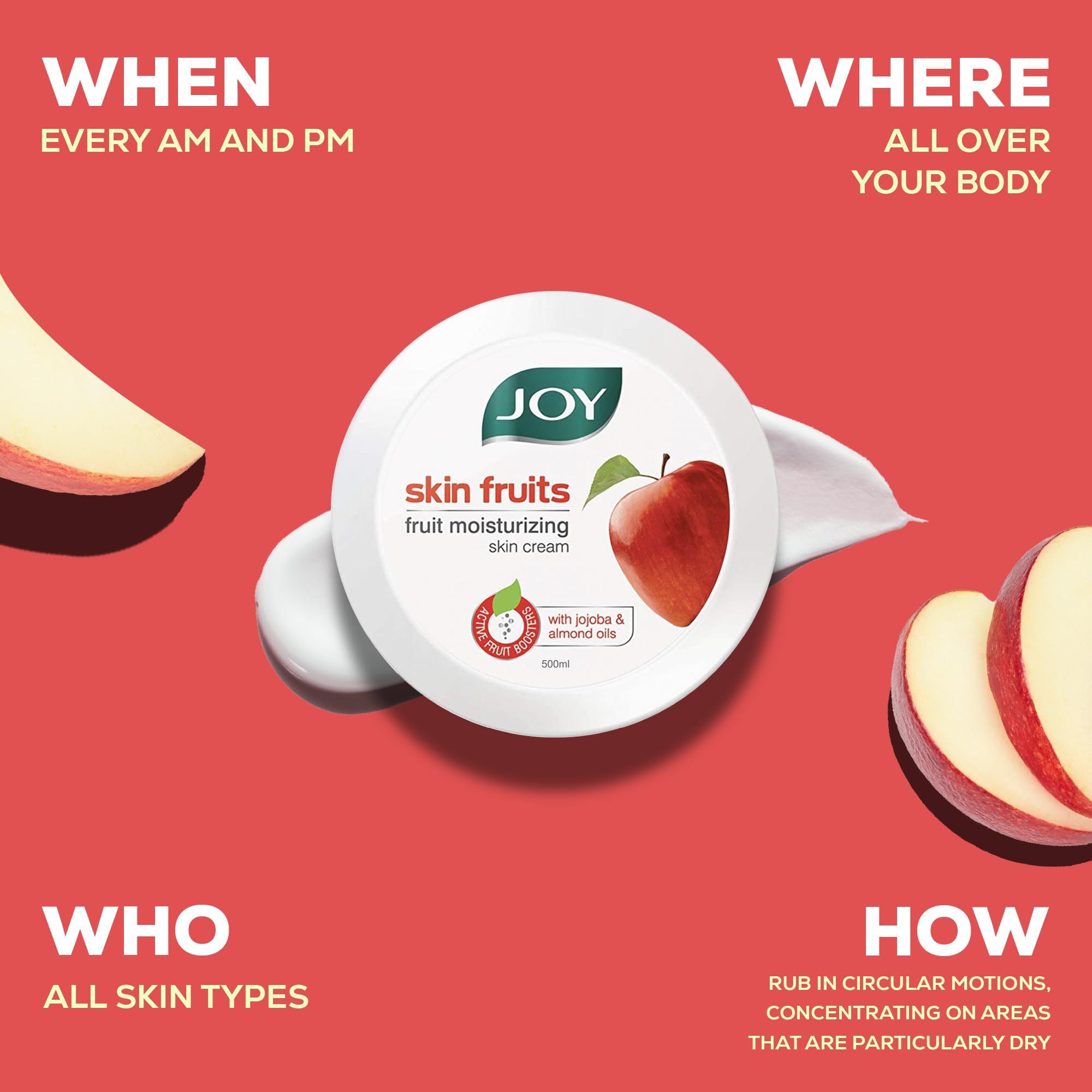 Joy Skin Fruits Moisturizing Skin Cream With Apple, Jojoba & Almond Oil (500ml) – view 7