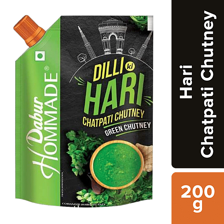 Dabur Hommade Dilli Ki Hari Chatpati Chutney 200 g pouch front pack