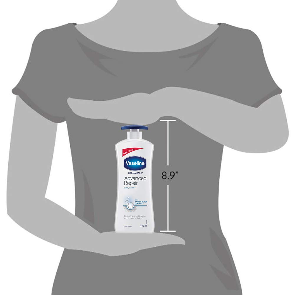 Vaseline Derma Care, Advanced Repair Body Lotion, 400 ml, for Sensitive, Dry, Rough Skin, Visibly Reduces Dryness in 24Hr, Non-Greasy, Long Lasting Moisturization – view 7