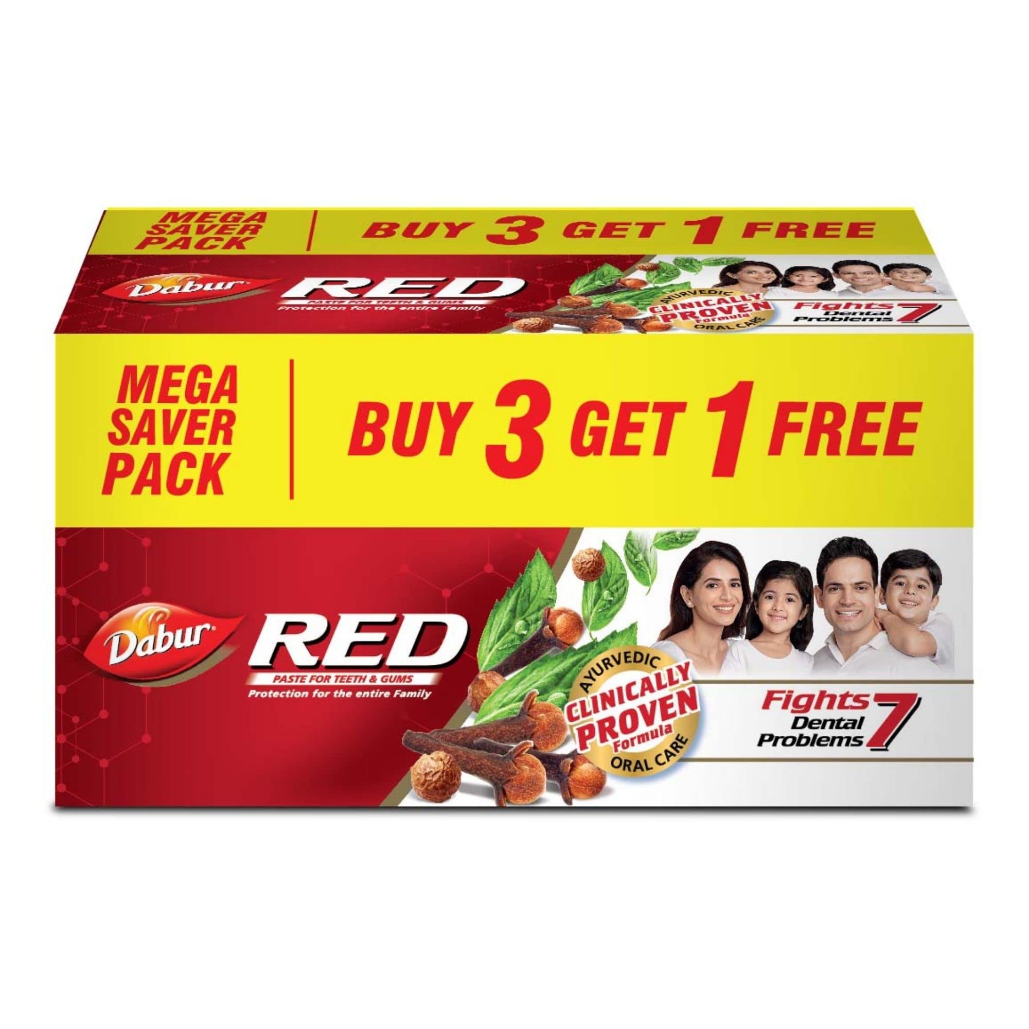 Dabur Red Toothpaste-600g (150gX4) | World's No.1 Ayurvedic Paste | Fluoride Free | Helps In Bad Breath Treatment, Cavity Protection, Plaque Removal | For Whole Mouth Health | Power Of 13 Potent Ayurvedic Herbs