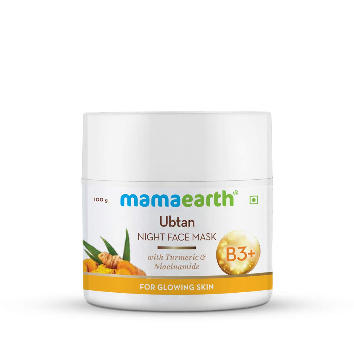Mamaearth overnight turmeric and niacinamide face mask jar
