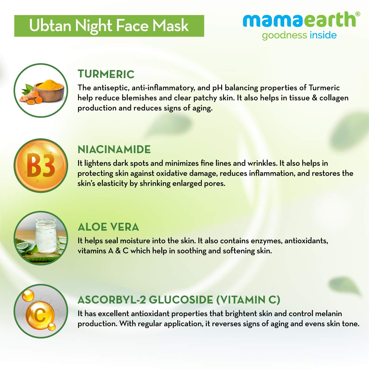 Mamaearth Ubtan Night Sleep Face Mask, Night Cream Gel with Turmeric & Niacinamide for Glowing Skin – view 4