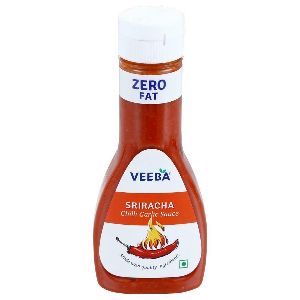 Front pack of Veeba Sriracha chilli garlic sauce 320 g
