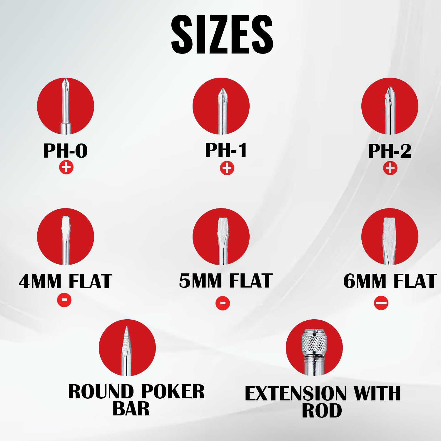 SPARTAN BS-02 8-in-1 Pc Screw Driver Kit With 3 Flat Blades, 3 Phillips Head, 1 Round Poker Bar, Extension Rod – view 6