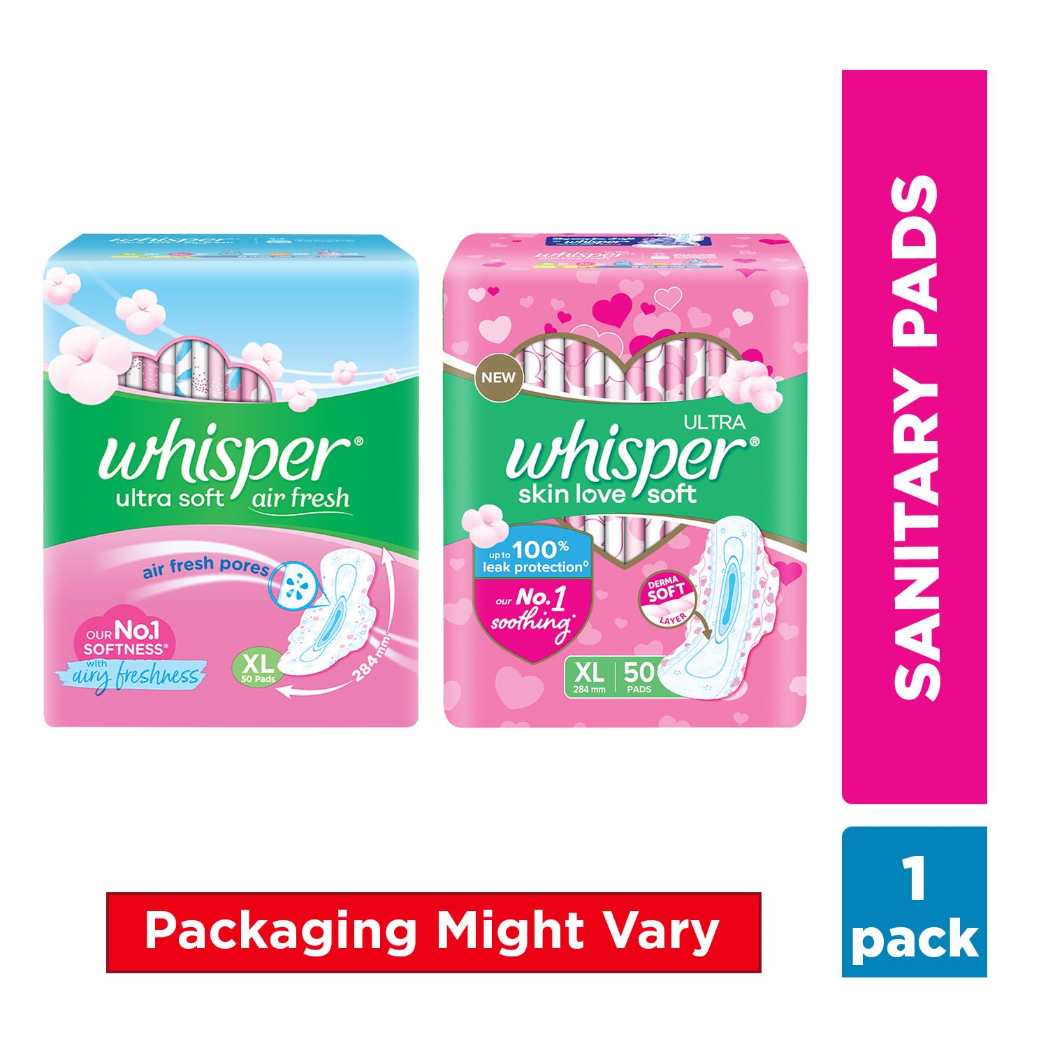 Whisper Ultra Softs Air Fresh Sanitary Pads for Women, XL 50 Napkins – view 3