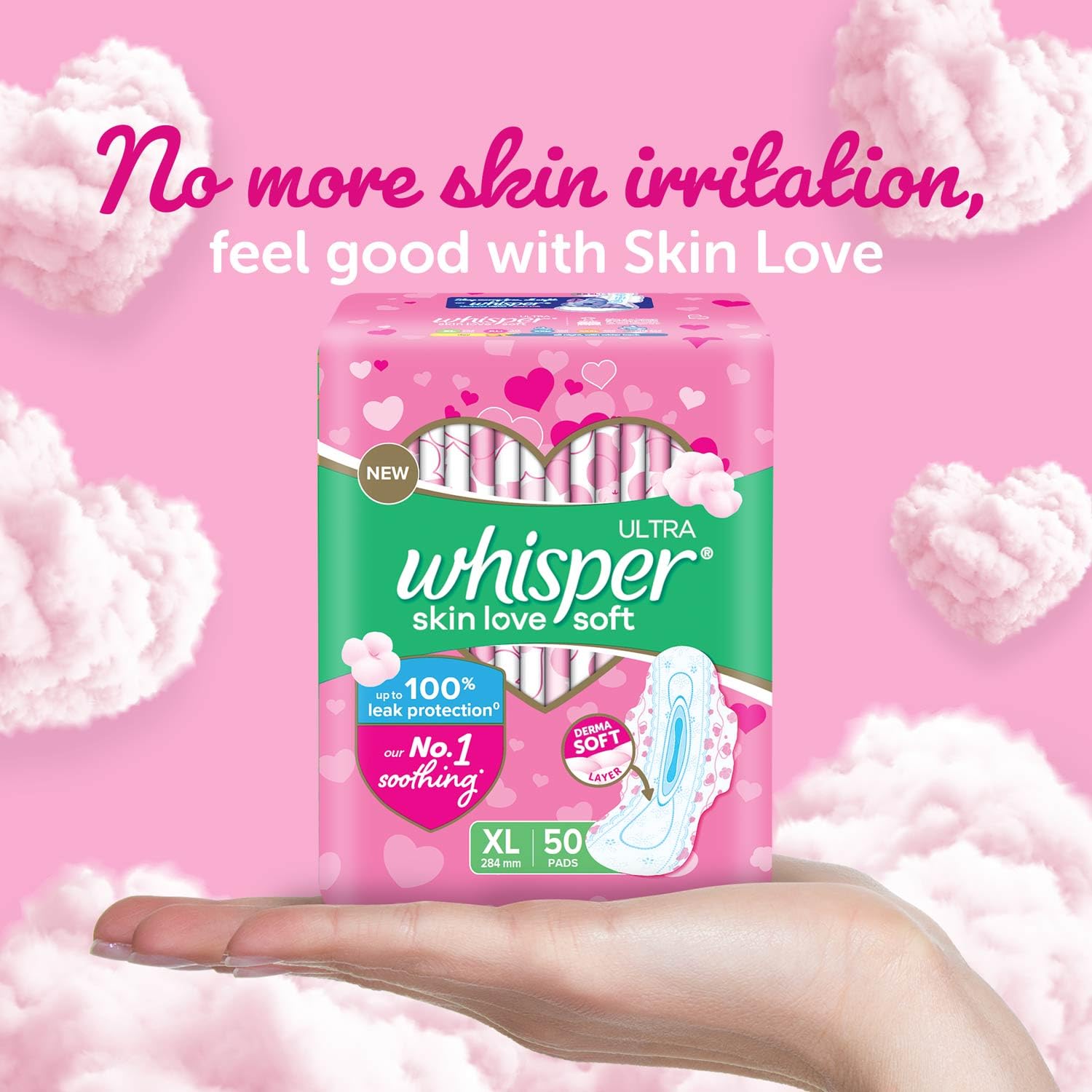 Whisper Ultra Softs Air Fresh Sanitary Pads for Women, XL 50 Napkins – view 7