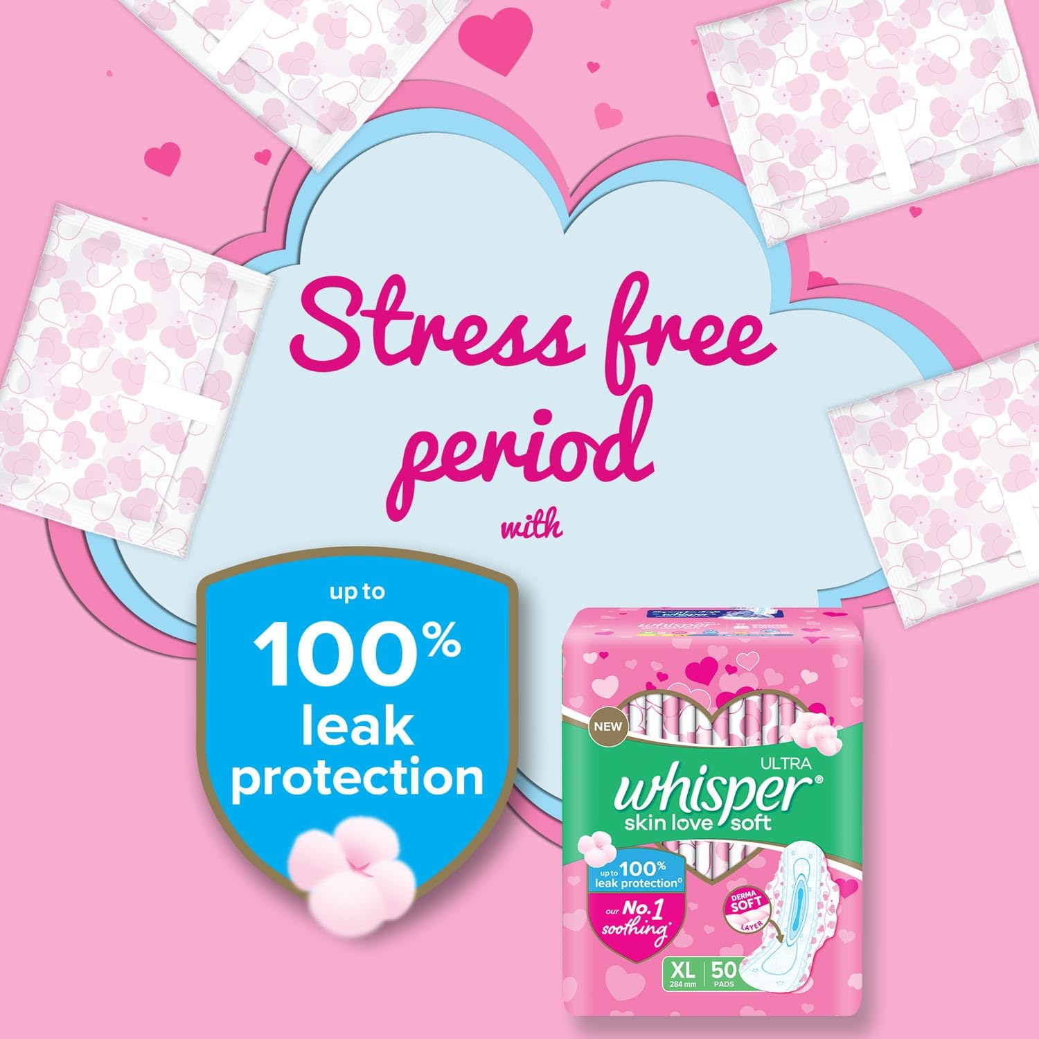 Whisper Ultra Softs Air Fresh Sanitary Pads for Women, XL 50 Napkins – view 8