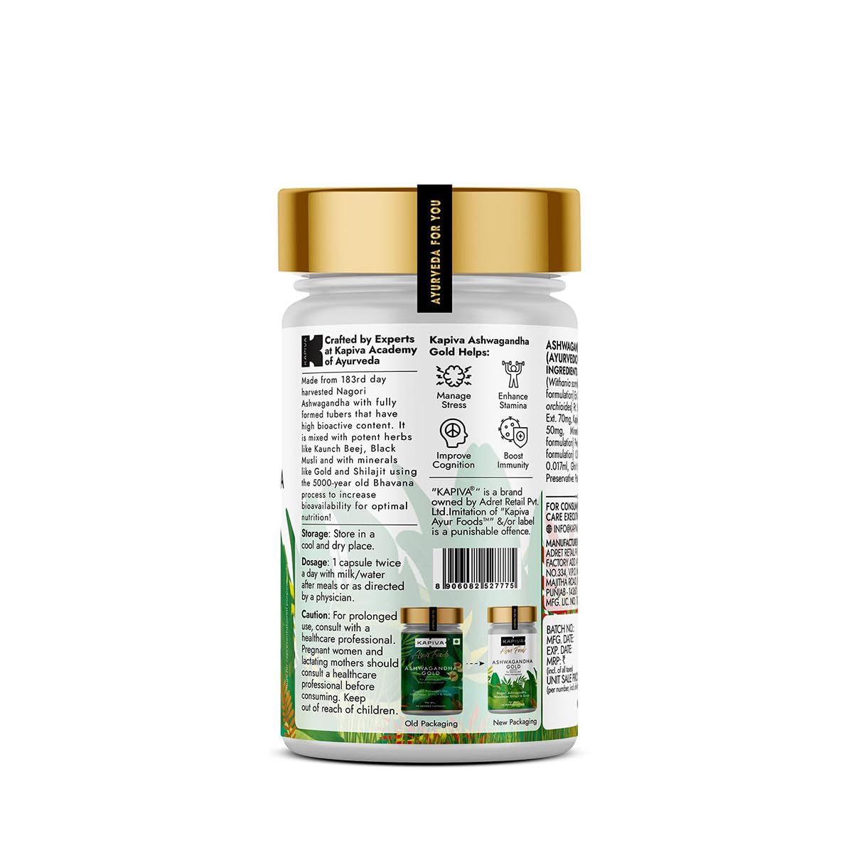 Kapiva Ashwagandha Gold Capsules, 183rd day harvested Potent Nagori Ashwagandha With Gold, Shilajit – view 8