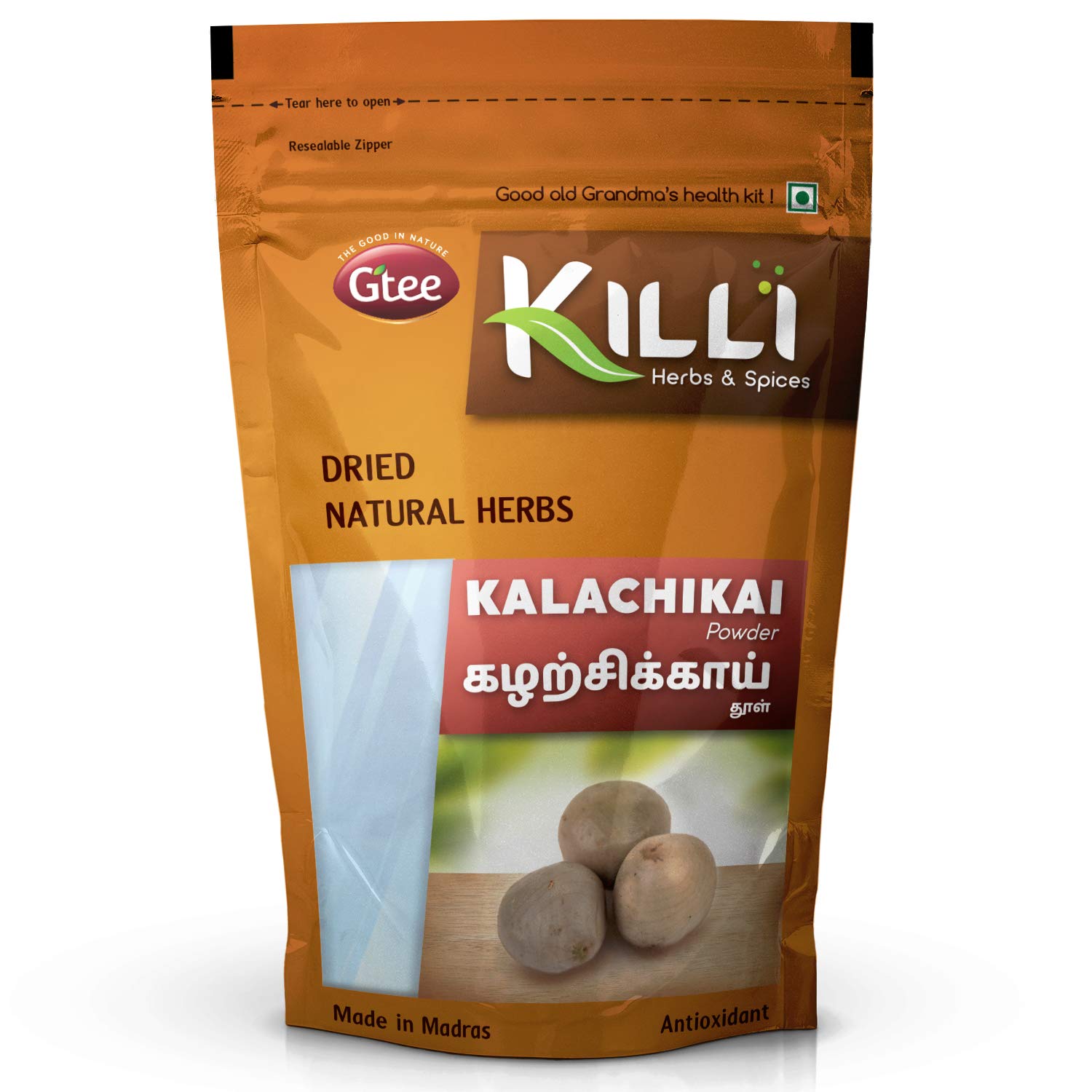 KILLI Kalarchikai herbal powder bag, 100g front packaging view