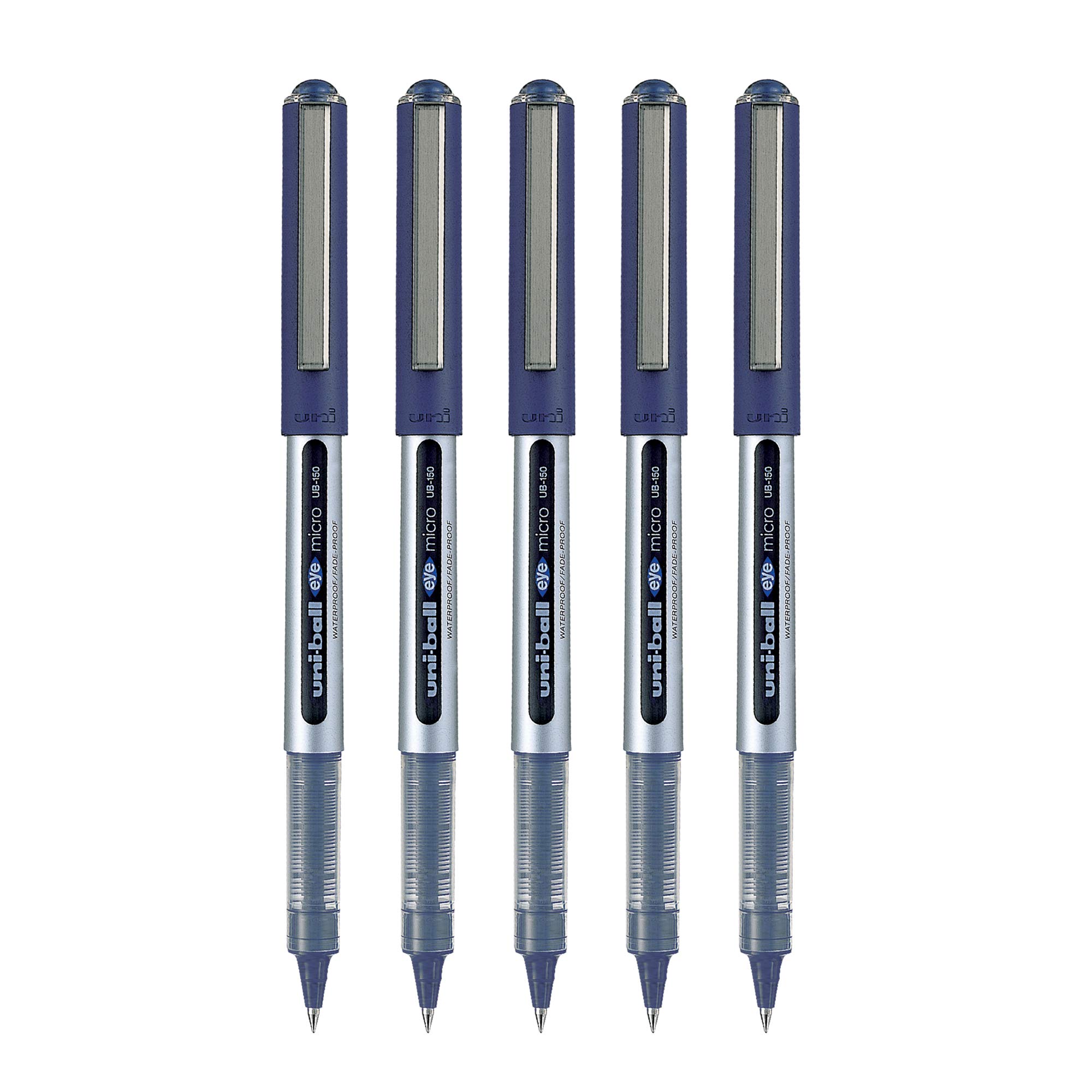 Blue uni-ball Eye UB150 capped roller ball pen set of five
