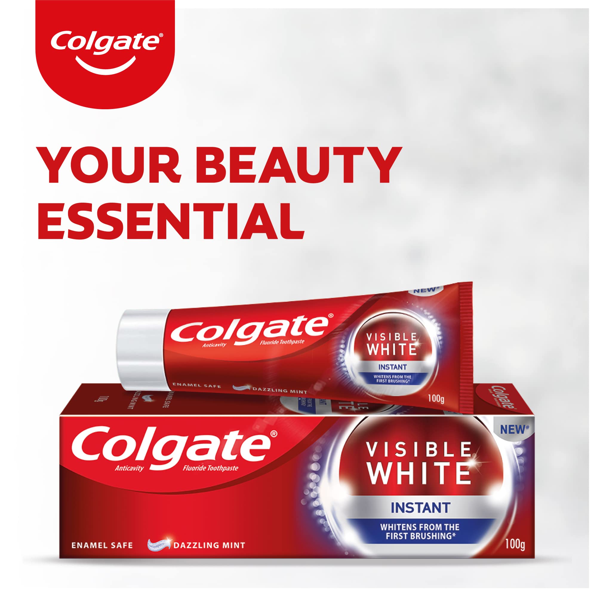 Colgate Visible White Instant teeth whitening Toothpaste, Pack of 400g (100g X 4), with Optic Brighteners for Instant White Teeth, Enamel Protection & Plaque Removal, Colgate Toothpaste with Dazzling Mint for Fresh Breath – view 5