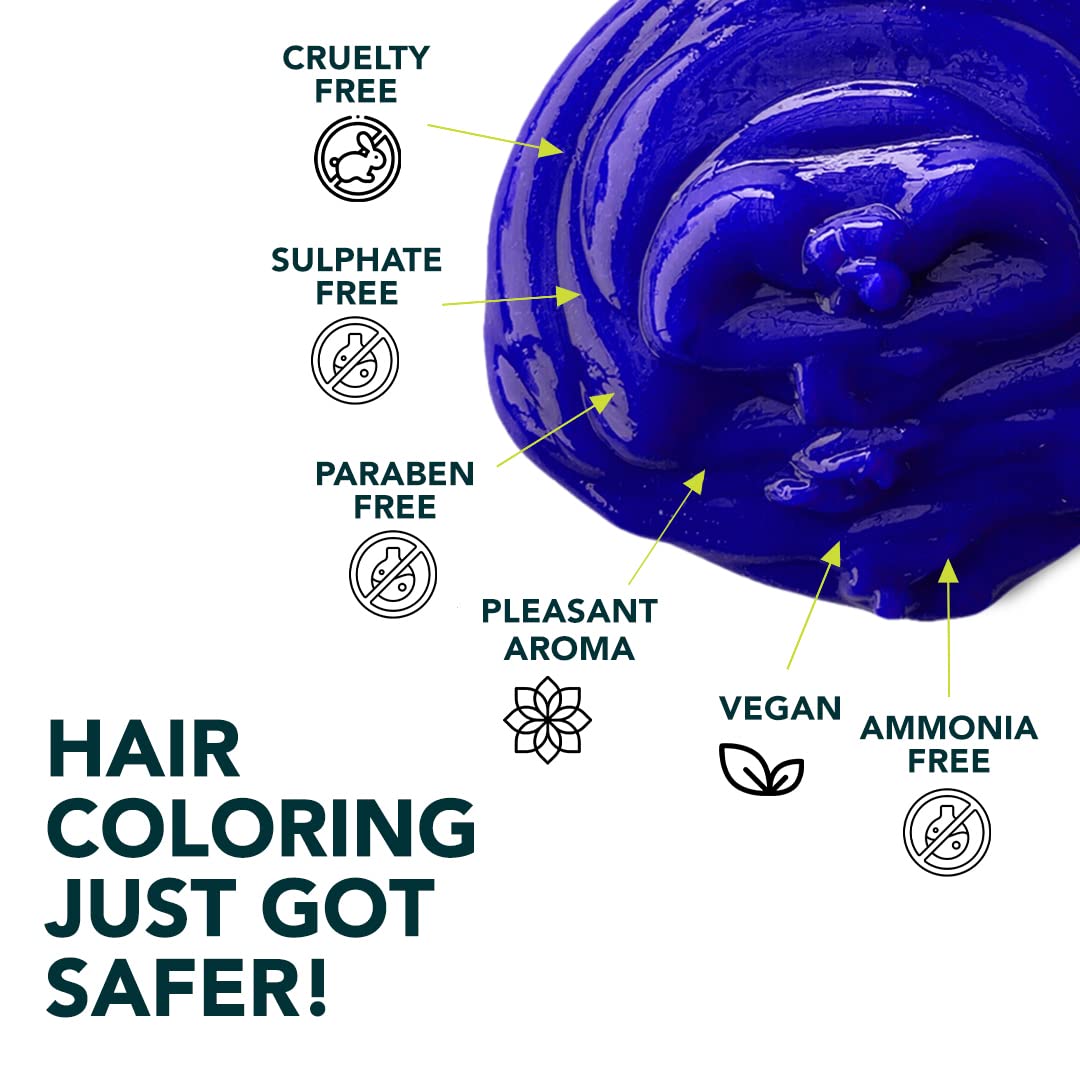 Paradyes Semi-permanent Rudolphi Blue DIY Conditioner Based Hair Colour infused with Aloe-vera, Bhringaraj, Brahmi, Almonds & Amla 120 gm – view 2