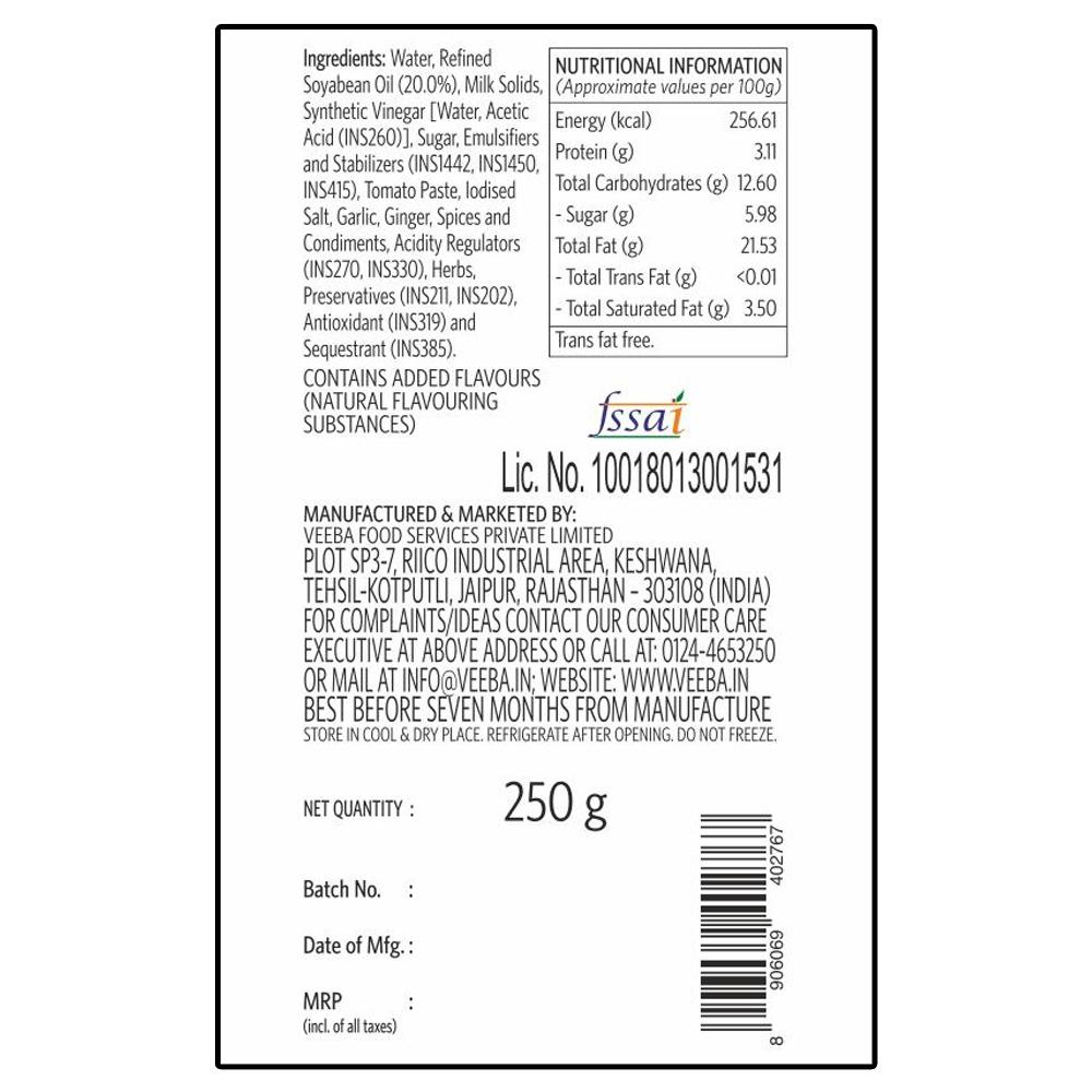 Veeba Tandoori Eggless Mayonnaise 250 G – view 3