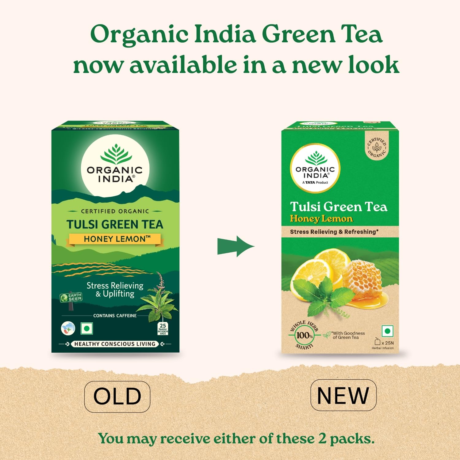 Organic India Tulsi Green Tea Honey Lemon 25 Teabags – view 2