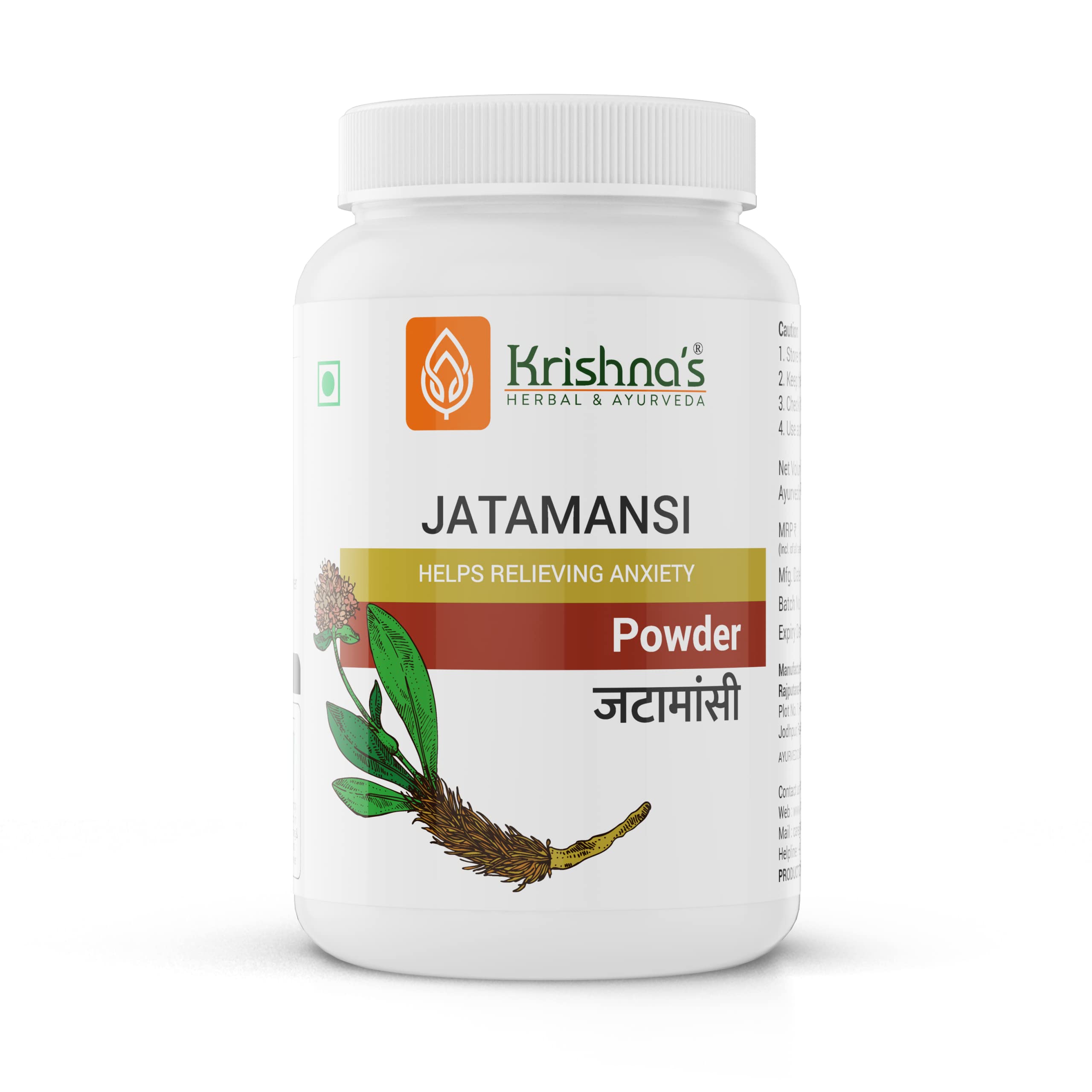 KRISHNA'S HERBAL & AYURVEDA Jatamansi powder bottle front view