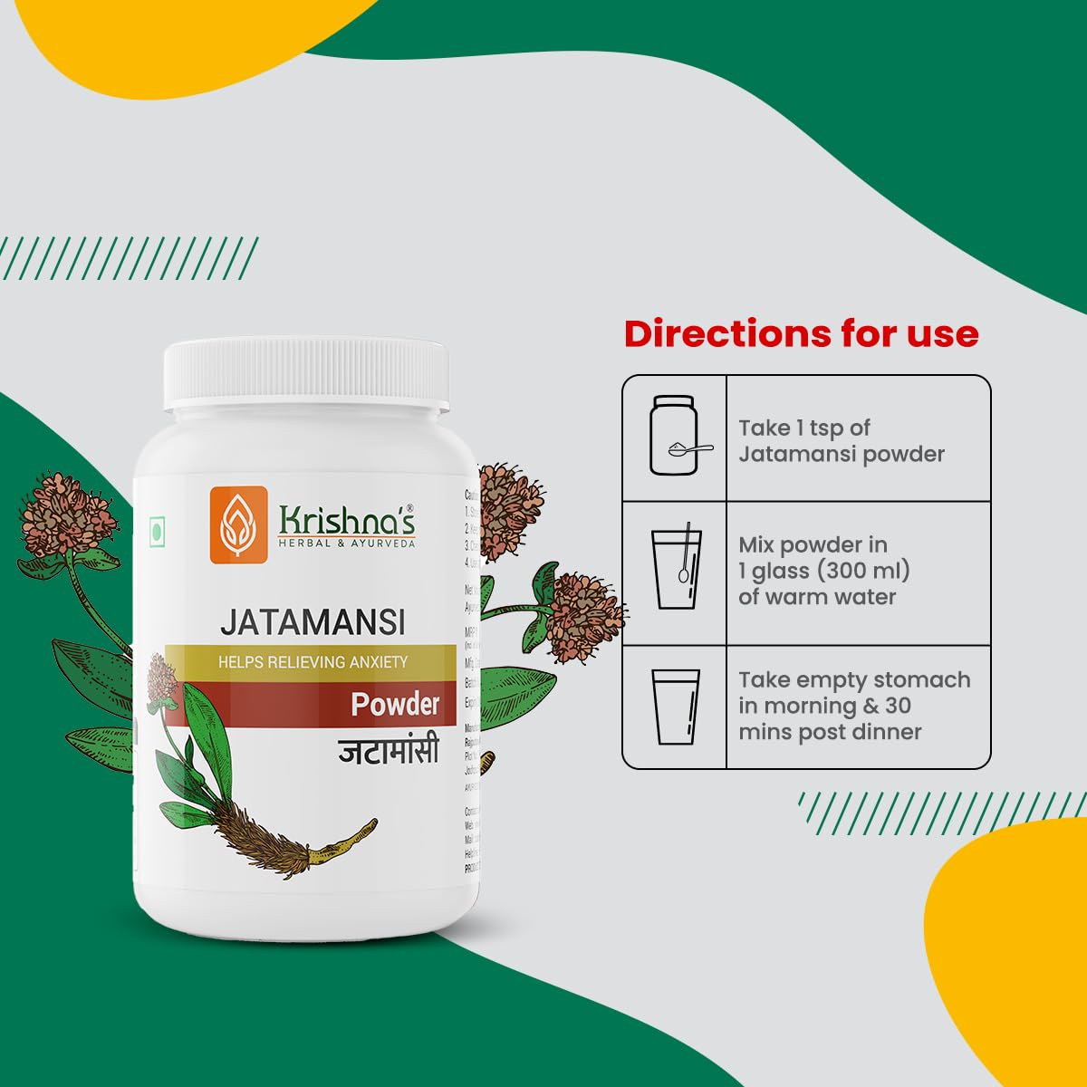 KRISHNA'S HERBAL & AYURVEDA Jatamansi(Nardostachys Jatamansi)Powder-100 G – view 3