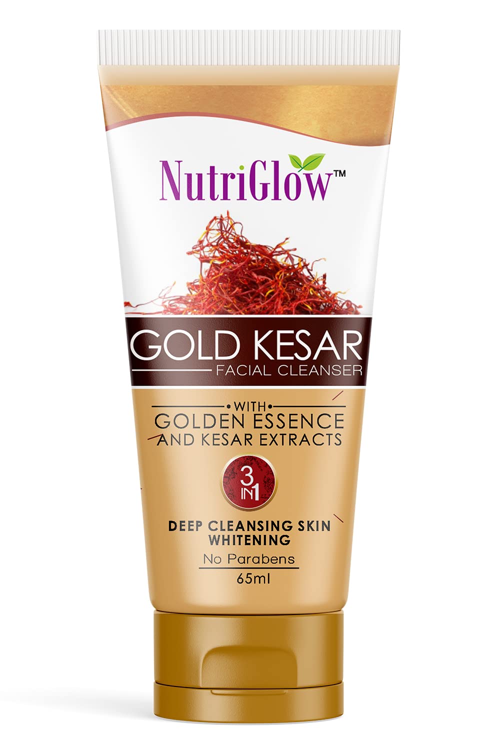 NutriGlow Gold Kesar non-foaming face wash tube, 65 ml