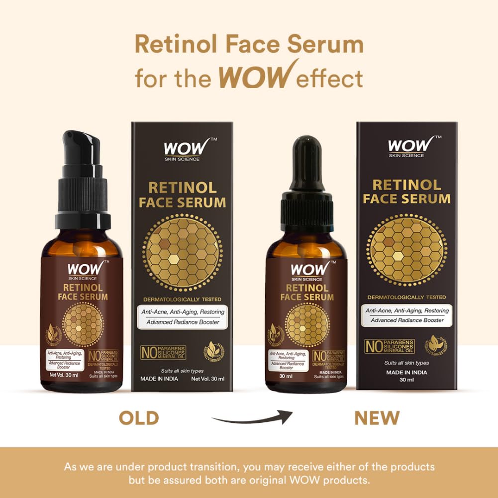 WOW Skin Science Retinol Face Serum - Oil Free - Skin Plumping, Boost Collagen, Anti Acne, Anti Aging, Restoration - No Parabens, Silicones & Mineral Oil, 30 ml – view 2