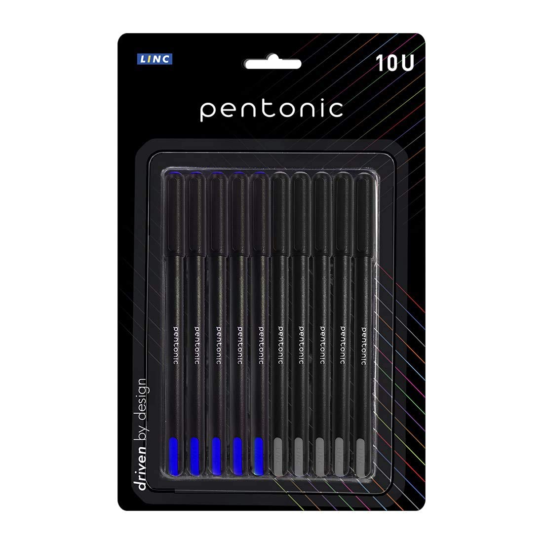 Set of 10 Pentonic 0.7mm pens with blue and black ink