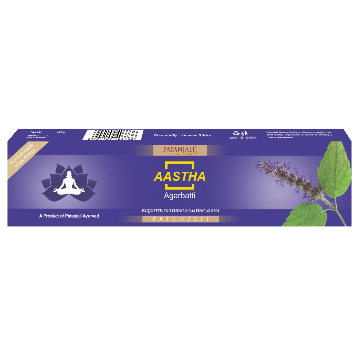 Aastha Agarbatti Patchauli 125 g – view 1