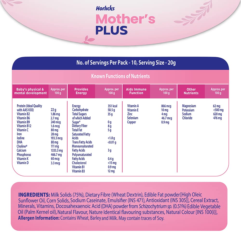 Horlicks Mother's Plus Vanilla 200g Refill, No Added Sugar – view 3