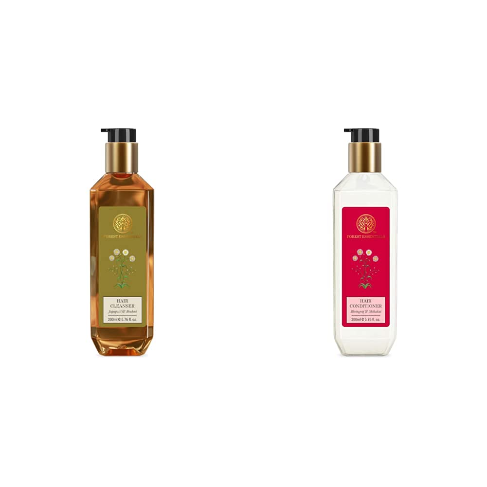 Forest Essentials cleanser and conditioner set with two 200 ml bottles