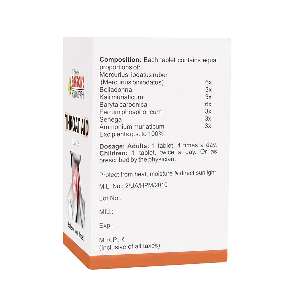 Dr. Bakshi's BAKSON'S HOMOEOPATHY BAKSON THROAT AID TABLETS-75TABS – view 2