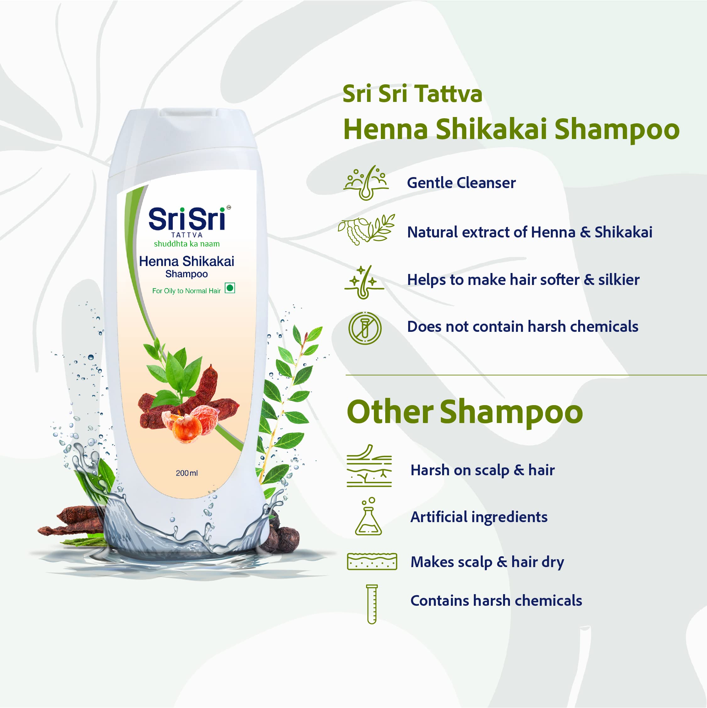 Sri Sri Tattva Henna Shikakai Shampoo, 200ml (Pack of 2) – view 3