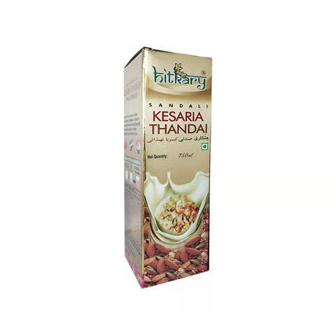 Hitkary Sandali Kesaria Thandai Syrup 700ml | Saffron Summer Drink Concentrate