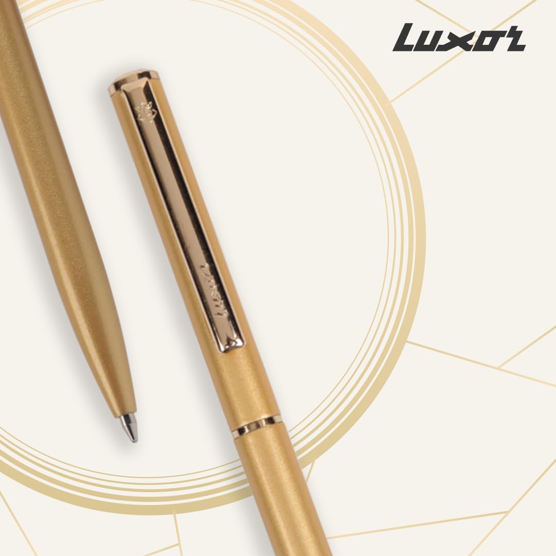 Luxor Royale, Ikon, Ball Pen, Pack of 1, Golden Body, Ink Colour- Blue, Gold Trim, Stylish Clip, Durable and Stylish, Sleek & Elegant, Exquisite Writing for Professionals, Ideal for Gifting – view 4