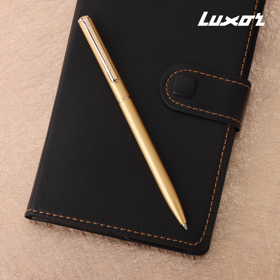 Luxor Royale, Ikon, Ball Pen, Pack of 1, Golden Body, Ink Colour- Blue, Gold Trim, Stylish Clip, Durable and Stylish, Sleek & Elegant, Exquisite Writing for Professionals, Ideal for Gifting – view 5