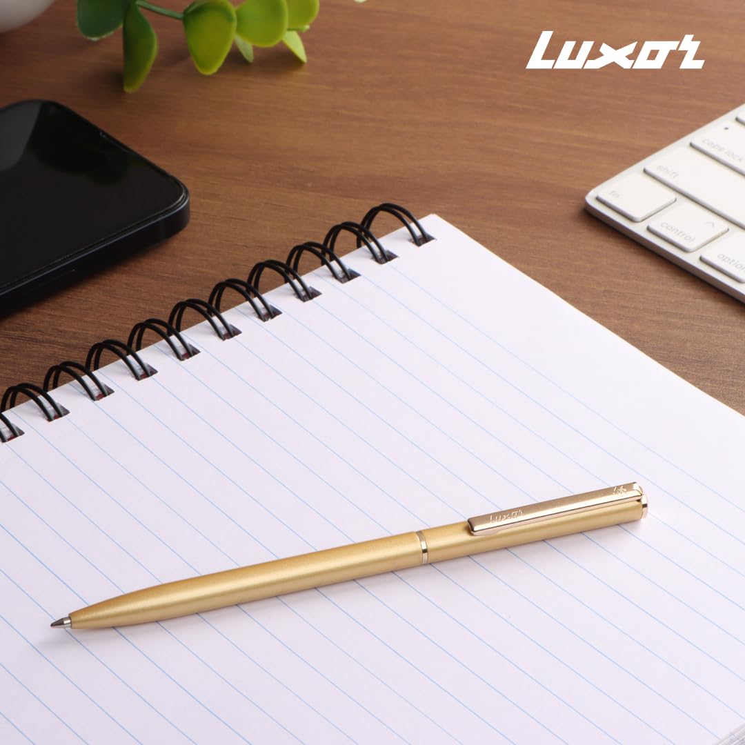 Luxor Royale, Ikon, Ball Pen, Pack of 1, Golden Body, Ink Colour- Blue, Gold Trim, Stylish Clip, Durable and Stylish, Sleek & Elegant, Exquisite Writing for Professionals, Ideal for Gifting – view 6